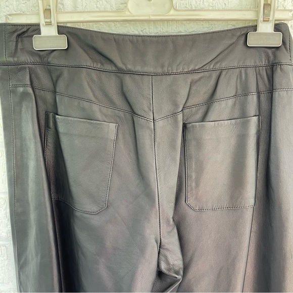 NEW Piazza Sempione 100% Leather Wide Leg Pant P825 Black Size 42 NWT - Picture 7 of 10